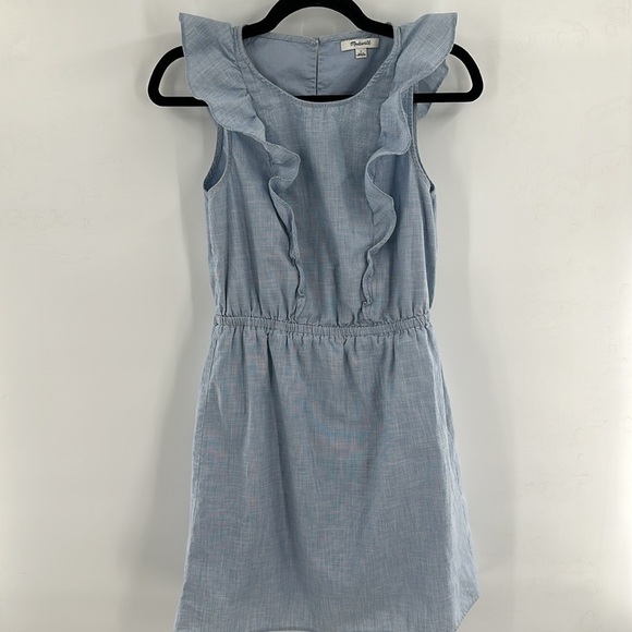 Madewell Bellflower Ruffle Dress Craft Blue 2 - Picture 5 of 9